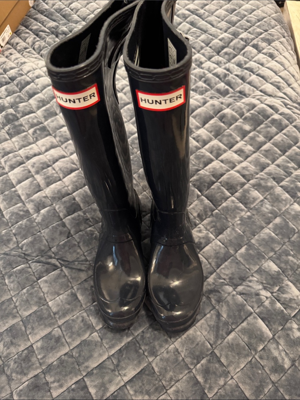 Hunter Gloss Navy Blue Tall Rain Boots